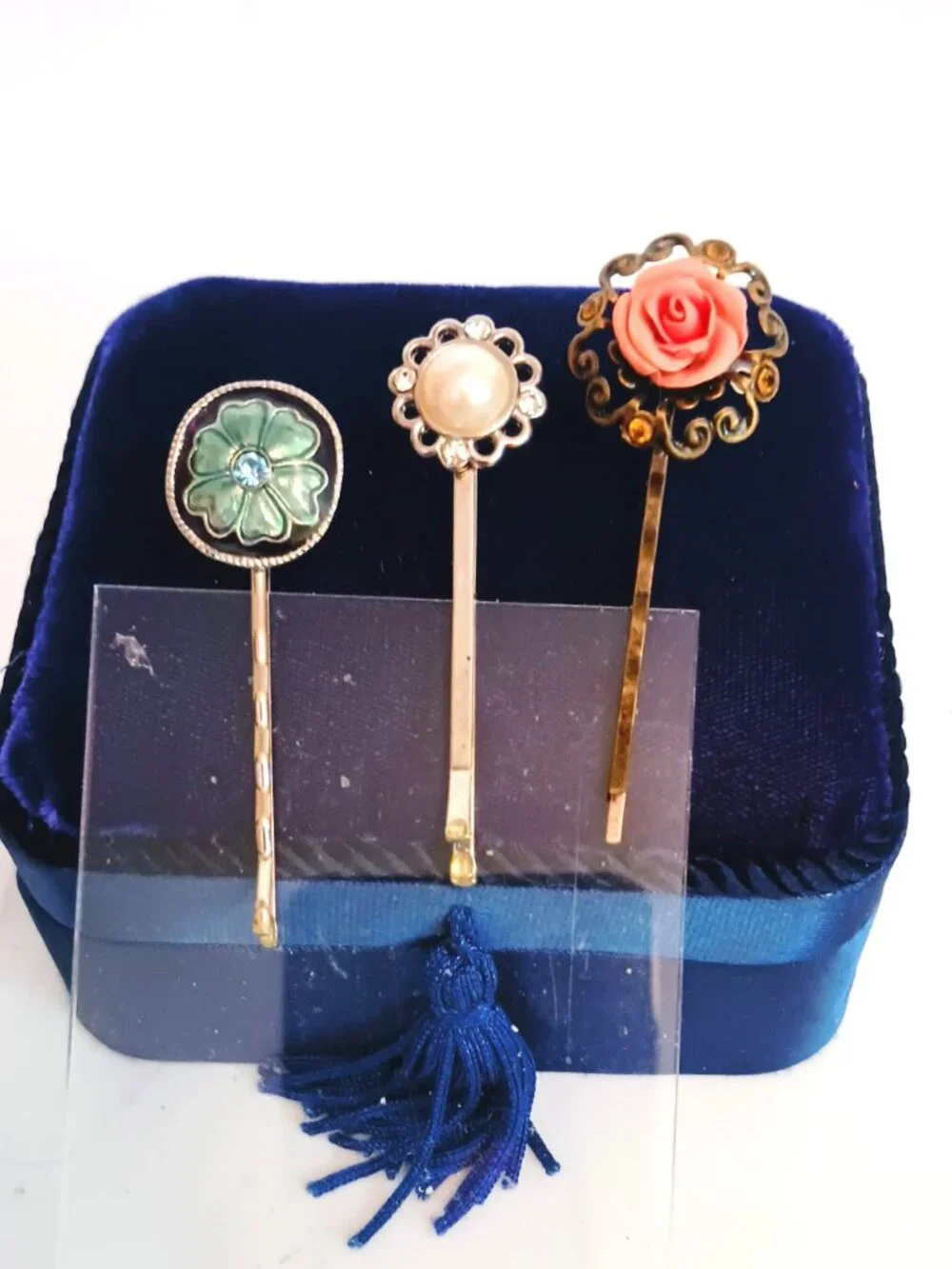 Assorted Hair Bobby Pins 3 Pcs Flowers & Pearl Hair Accessories